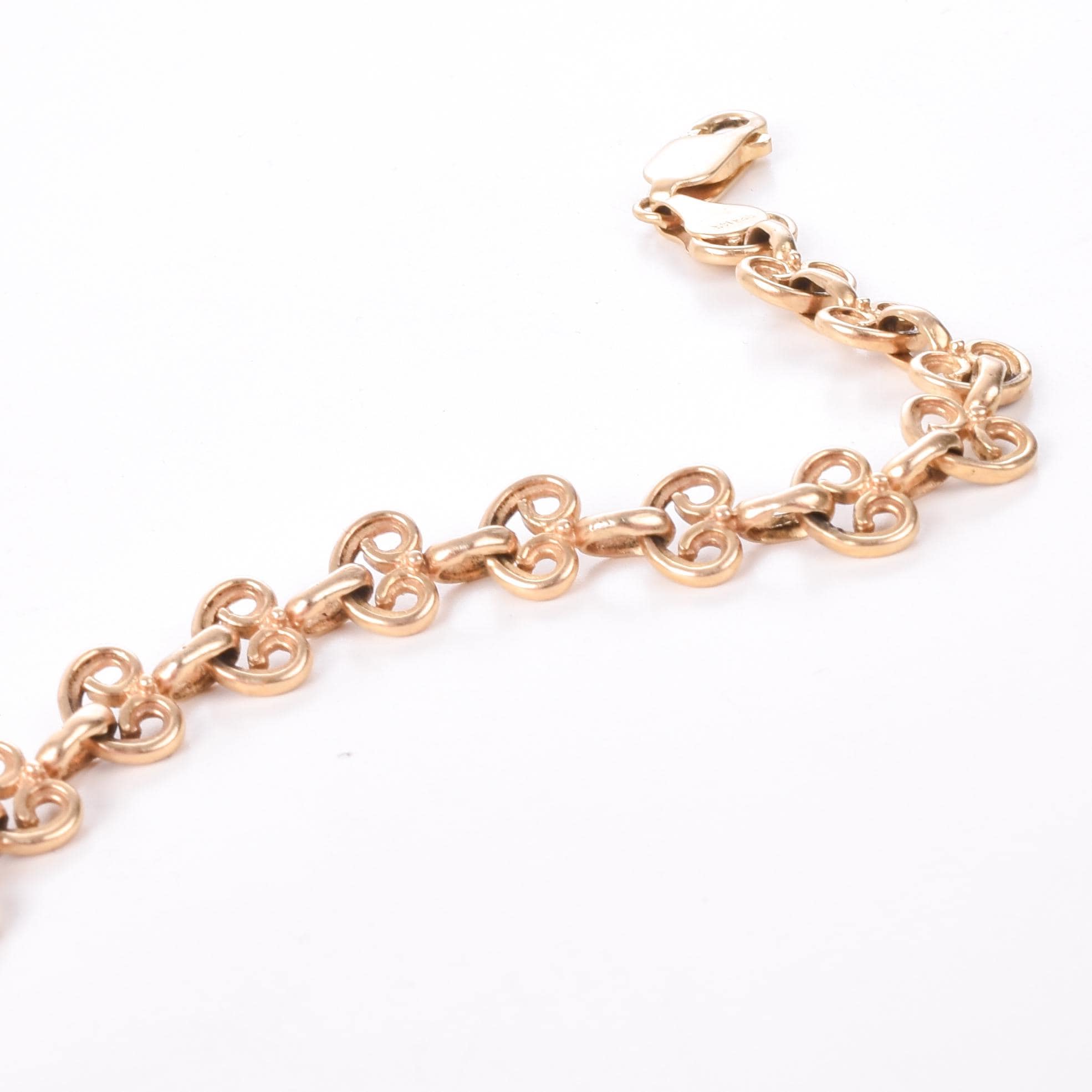 14K Gold Victorian Heart Link Bracelet