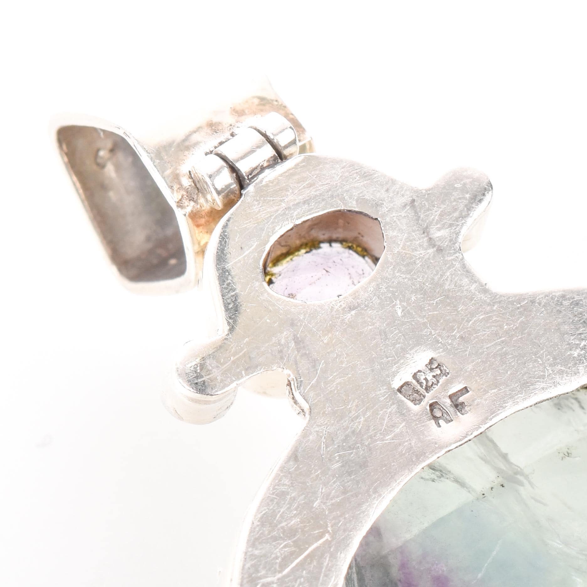 Sterling Silver Fluorite and Amethyst Pendant