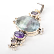 Sterling Silver Fluorite and Amethyst Pendant