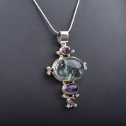 Sterling Silver Fluorite and Amethyst Pendant