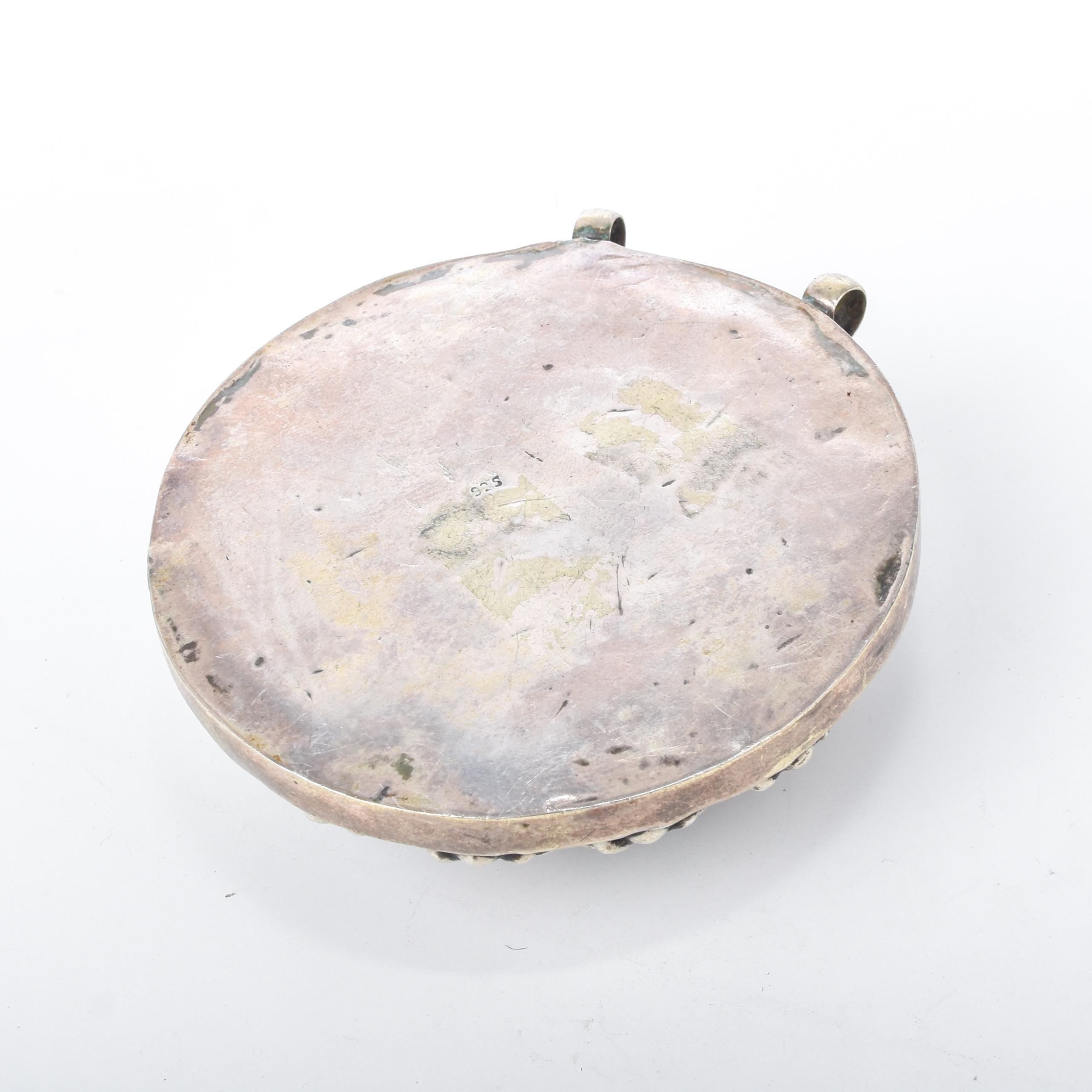 Antique Afghan Sterling Silver Turquoise and Coral Pendant