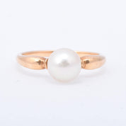 14K Gold Pearl Solitaire Ring