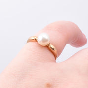 14K Gold Pearl Solitaire Ring