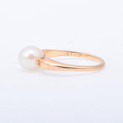 14K Gold Pearl Solitaire Ring