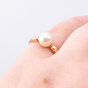 14K Gold Pearl Solitaire Ring