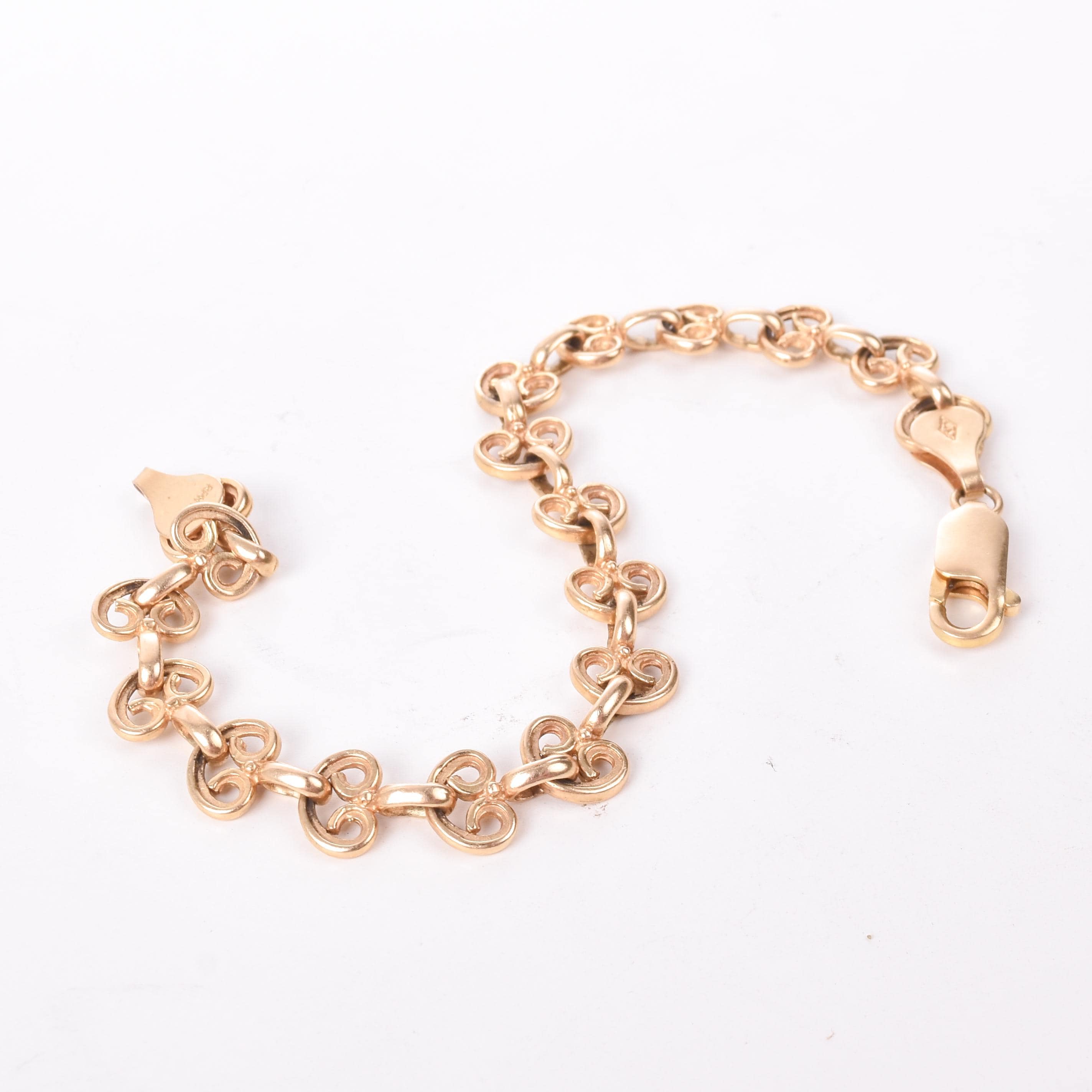 14K Gold Victorian Heart Link Bracelet