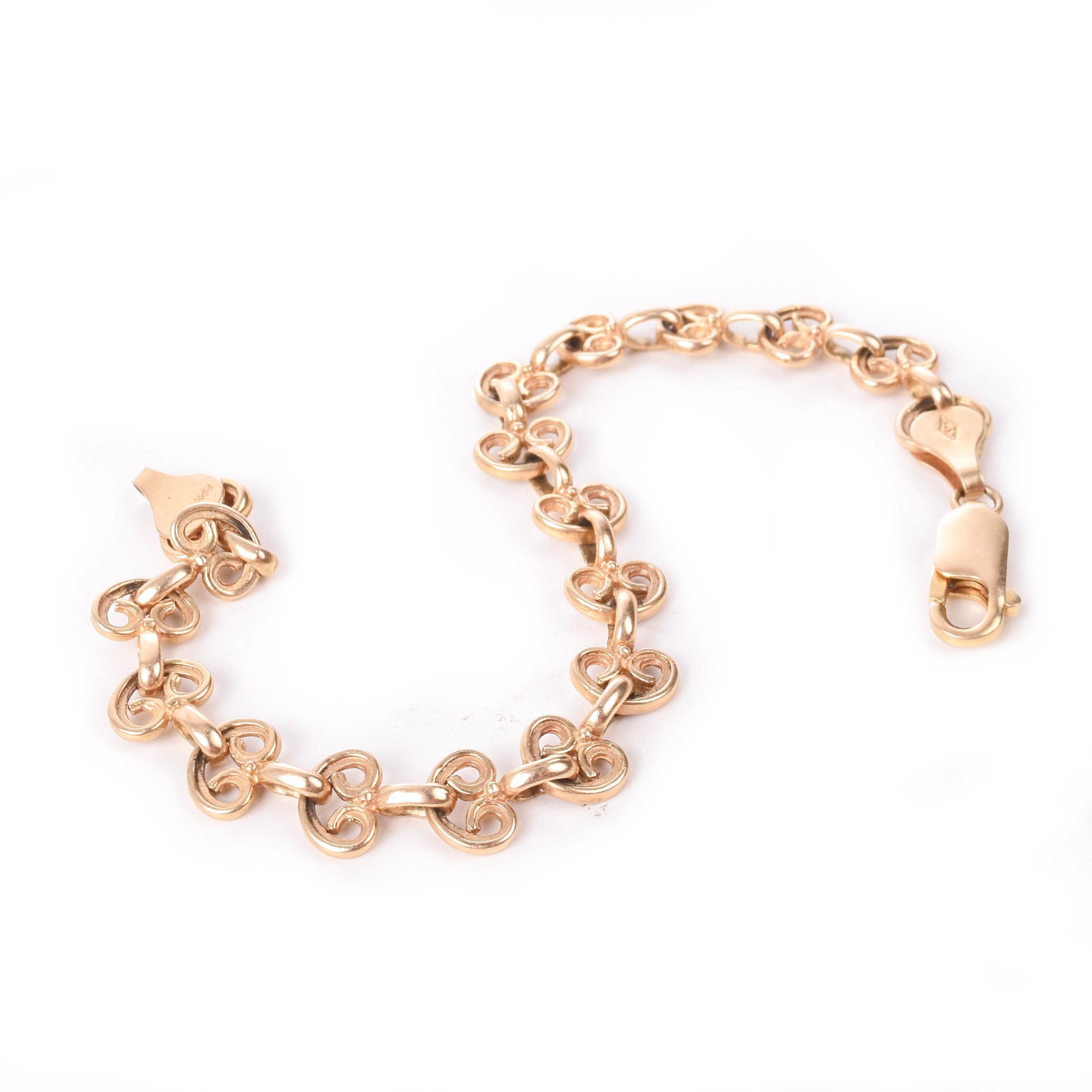 14K Gold Victorian Heart Link Bracelet