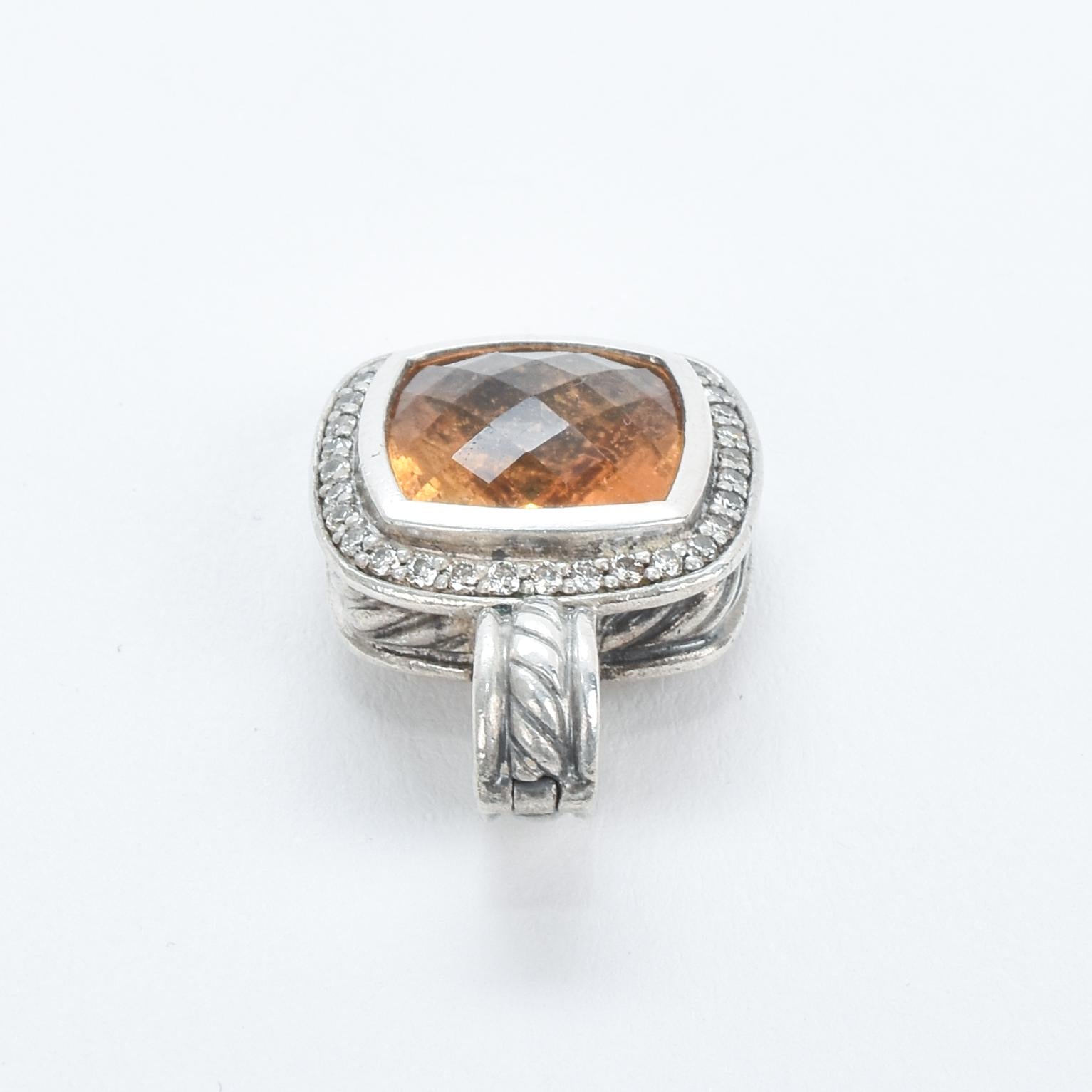 Vintage David Yurman Albion Silver Citrine Diamond Enhancer Pendant
