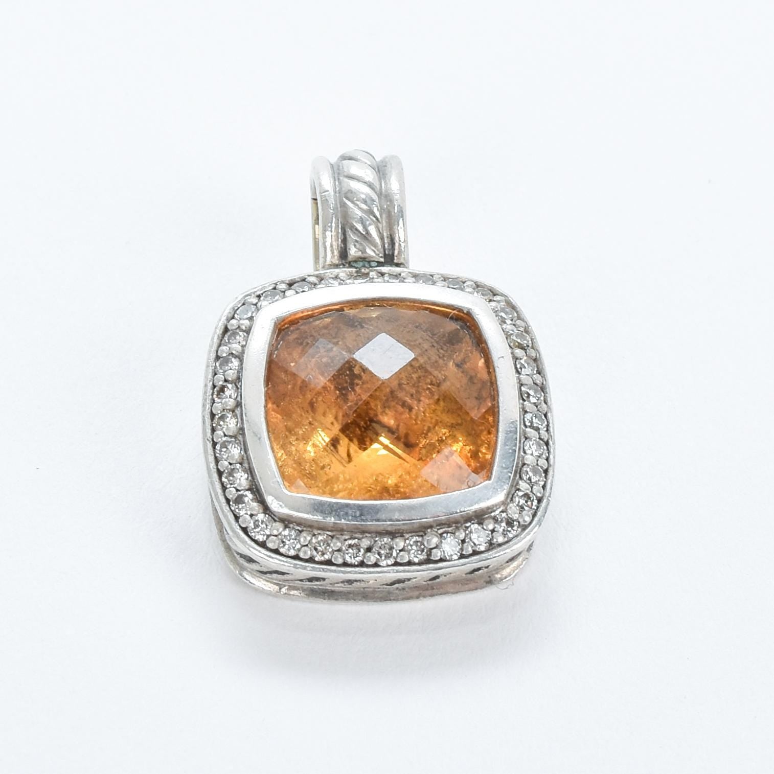 Vintage David Yurman Albion Silver Citrine Diamond Enhancer Pendant
