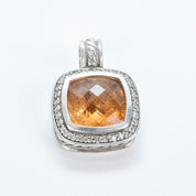 Vintage David Yurman Albion Silver Citrine Diamond Enhancer Pendant