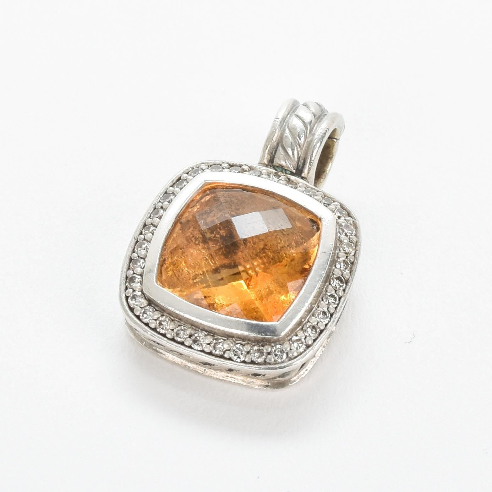 Vintage David Yurman Albion Silver Citrine Diamond Enhancer Pendant