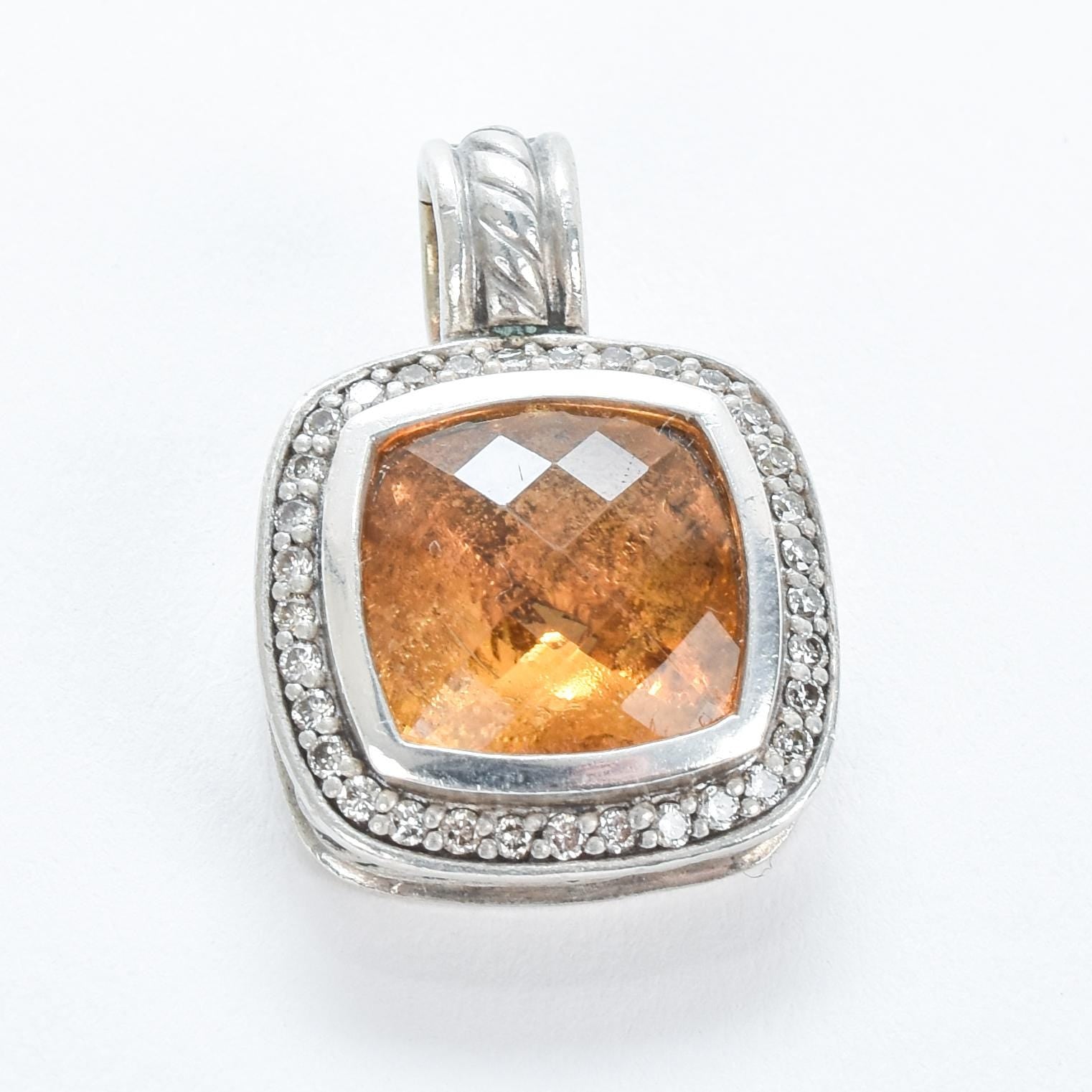 Vintage David Yurman Albion Silver Citrine Diamond Enhancer Pendant
