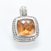 Vintage David Yurman Albion Silver Citrine Diamond Enhancer Pendant