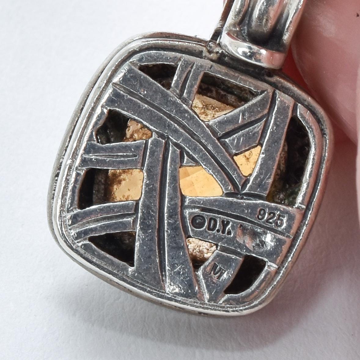 Vintage David Yurman Albion Silver Citrine Diamond Enhancer Pendant