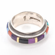 Sonwai by Verma Nequatewa Silver Gem Inlay with 18K Gold Ring