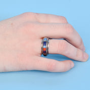 Sonwai by Verma Nequatewa Silver Gem Inlay with 18K Gold Ring