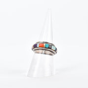 Sonwai by Verma Nequatewa Silver Gem Inlay with 18K Gold Ring