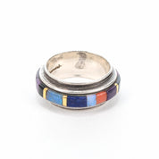 Sonwai by Verma Nequatewa Silver Gem Inlay with 18K Gold Ring