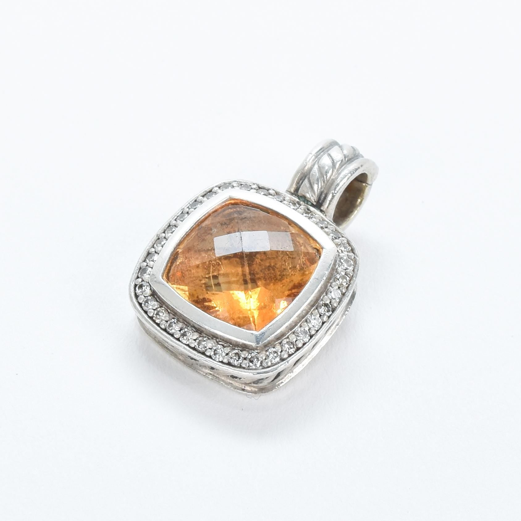 Vintage David Yurman Albion Silver Citrine Diamond Enhancer Pendant