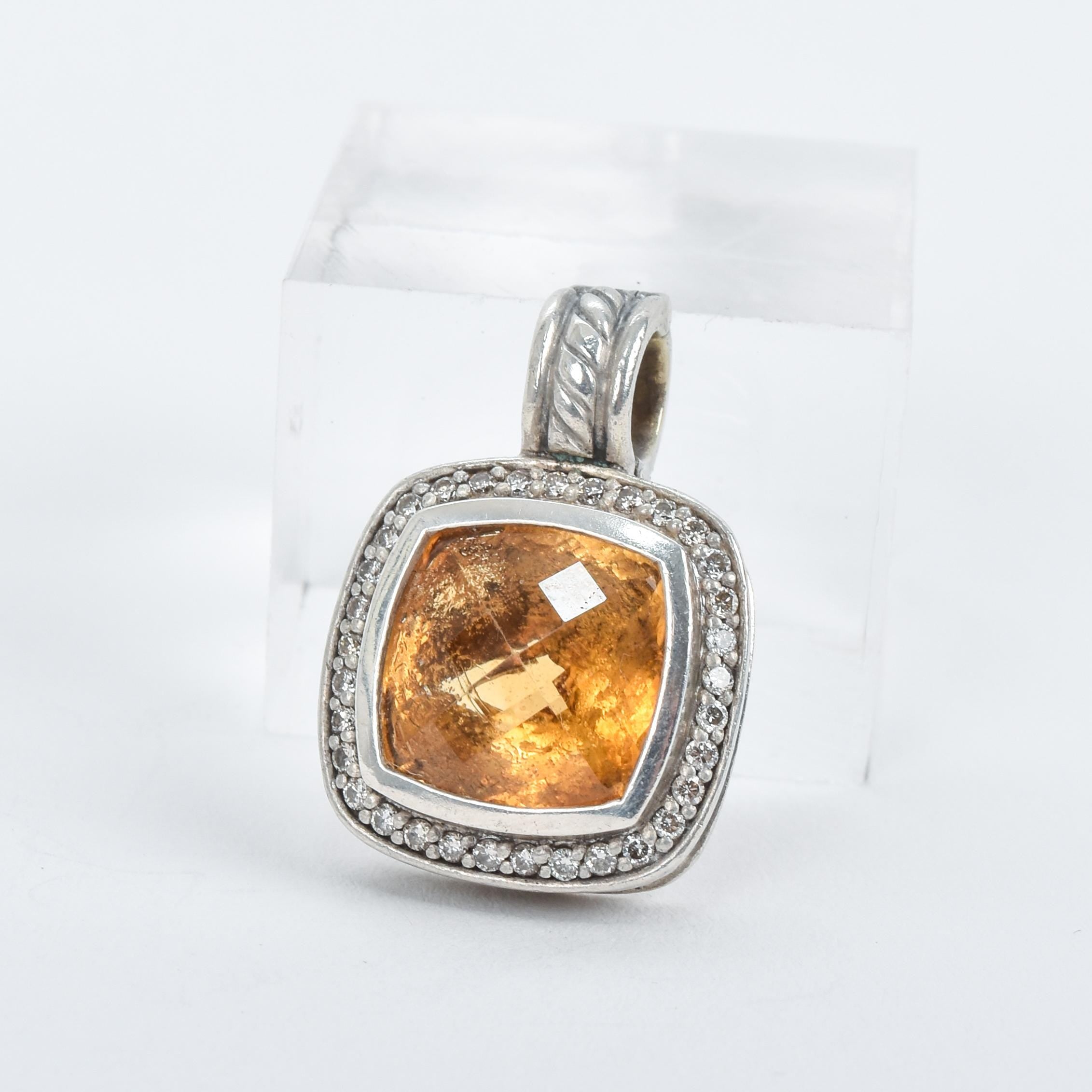 Vintage David Yurman Albion Silver Citrine Diamond Enhancer Pendant