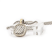 David Yurman Sterling Silver, 18K Yellow Gold, and Diamond Sculpted Cable Pendant Necklace