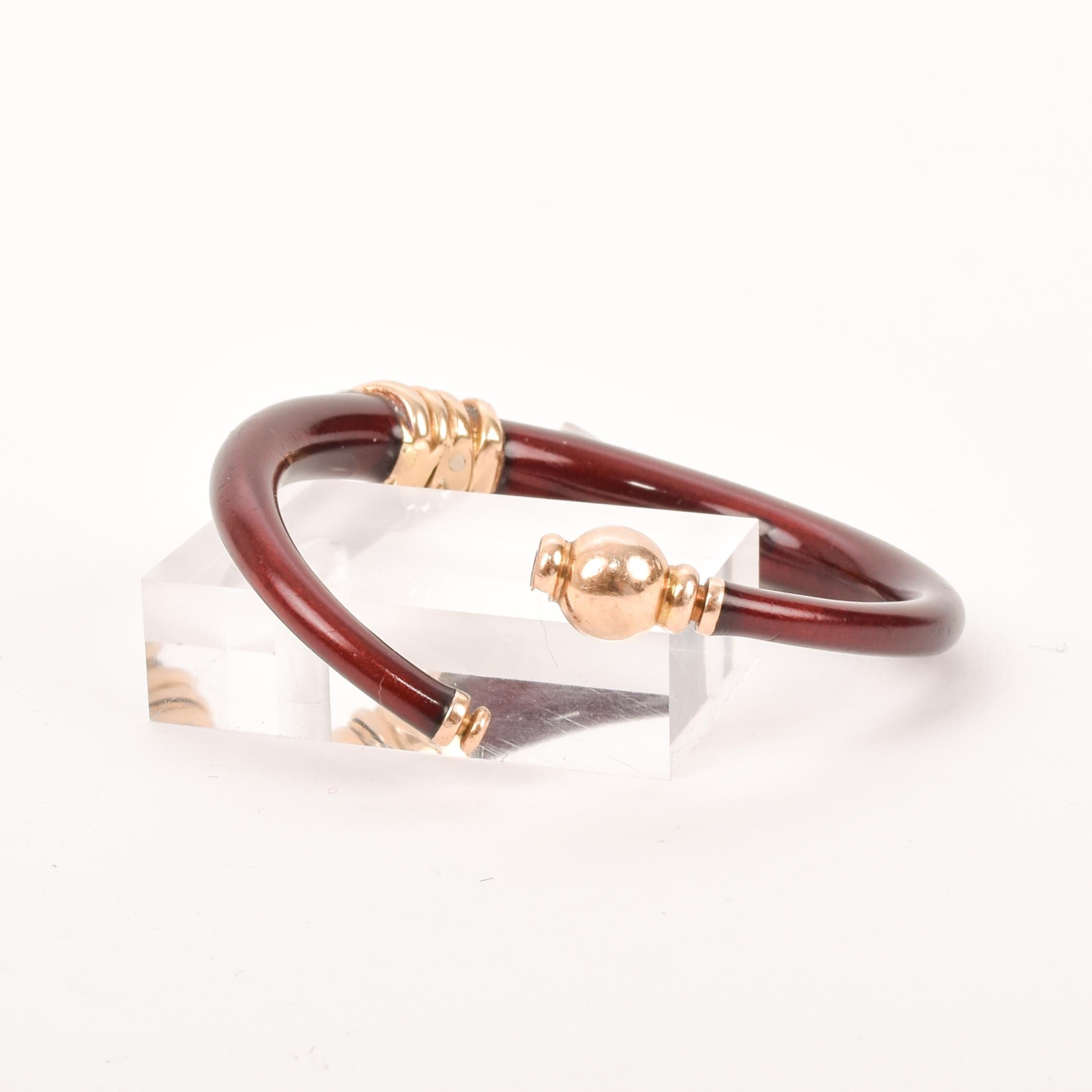 La Nouvelle Bague Bangle with  Red Enamel, 18k Gold, Sterling Silver, and Diamonds