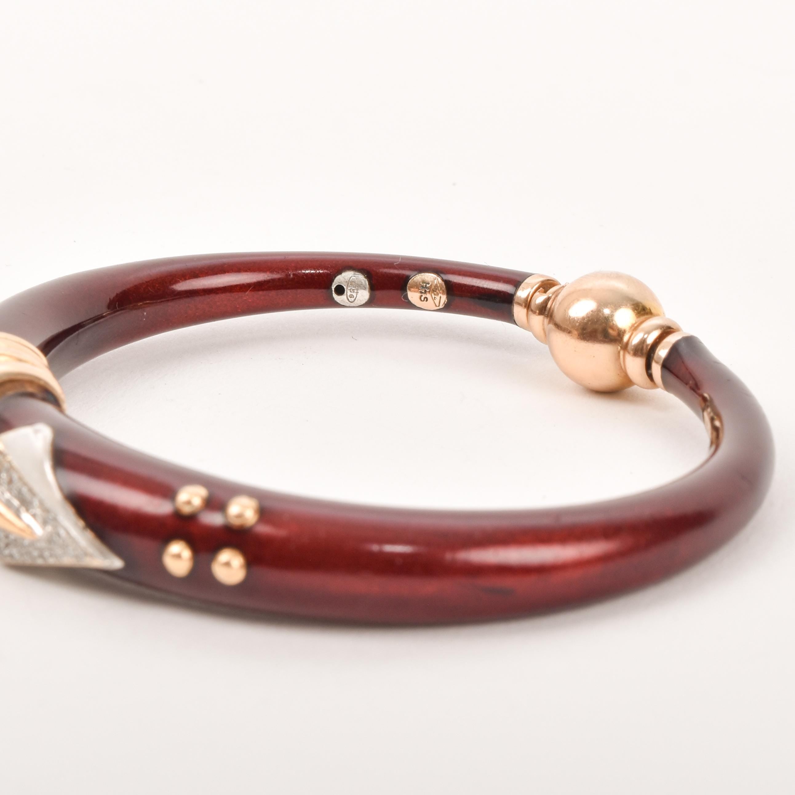 La Nouvelle Bague Bangle with  Red Enamel, 18k Gold, Sterling Silver, and Diamonds