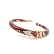 La Nouvelle Bague Bangle with  Red Enamel, 18k Gold, Sterling Silver, and Diamonds