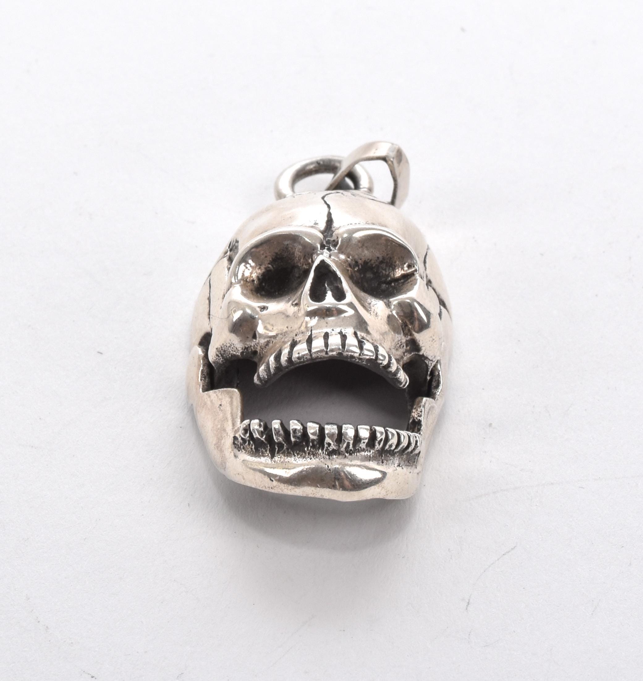 Sterling Silver Skull Pendant with Articulating Jaw