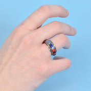 Sonwai by Verma Nequatewa Silver Gem Inlay with 18K Gold Ring