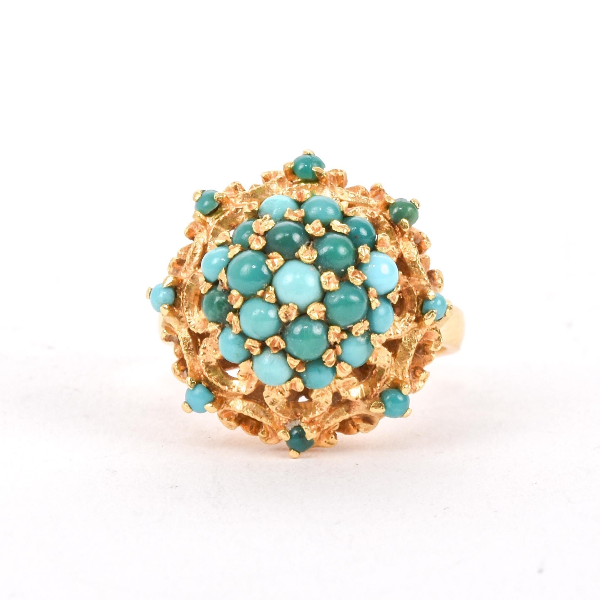 18K Gold Multi-Stone Turquoise Cocktail Ring