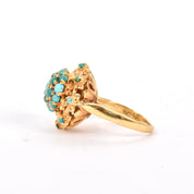 18K Gold Multi-Stone Turquoise Cocktail Ring