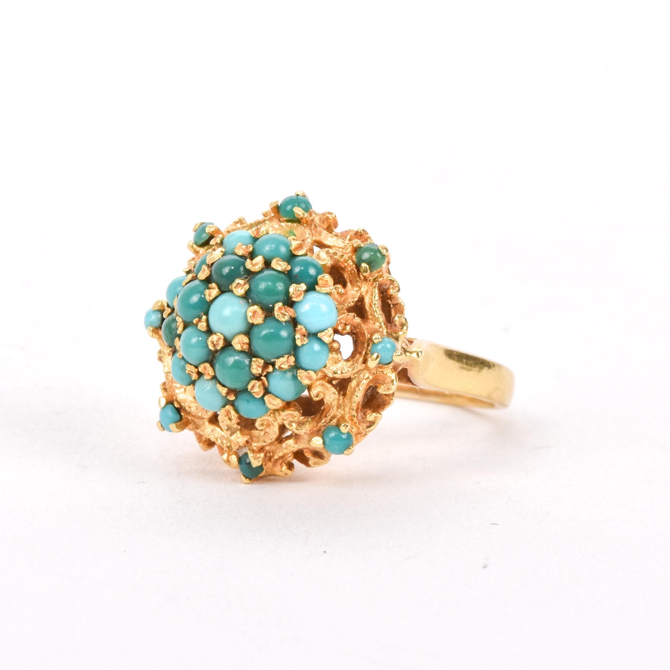 18K Gold Multi-Stone Turquoise Cocktail Ring