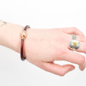 La Nouvelle Bague Bangle with  Red Enamel, 18k Gold, Sterling Silver, and Diamonds
