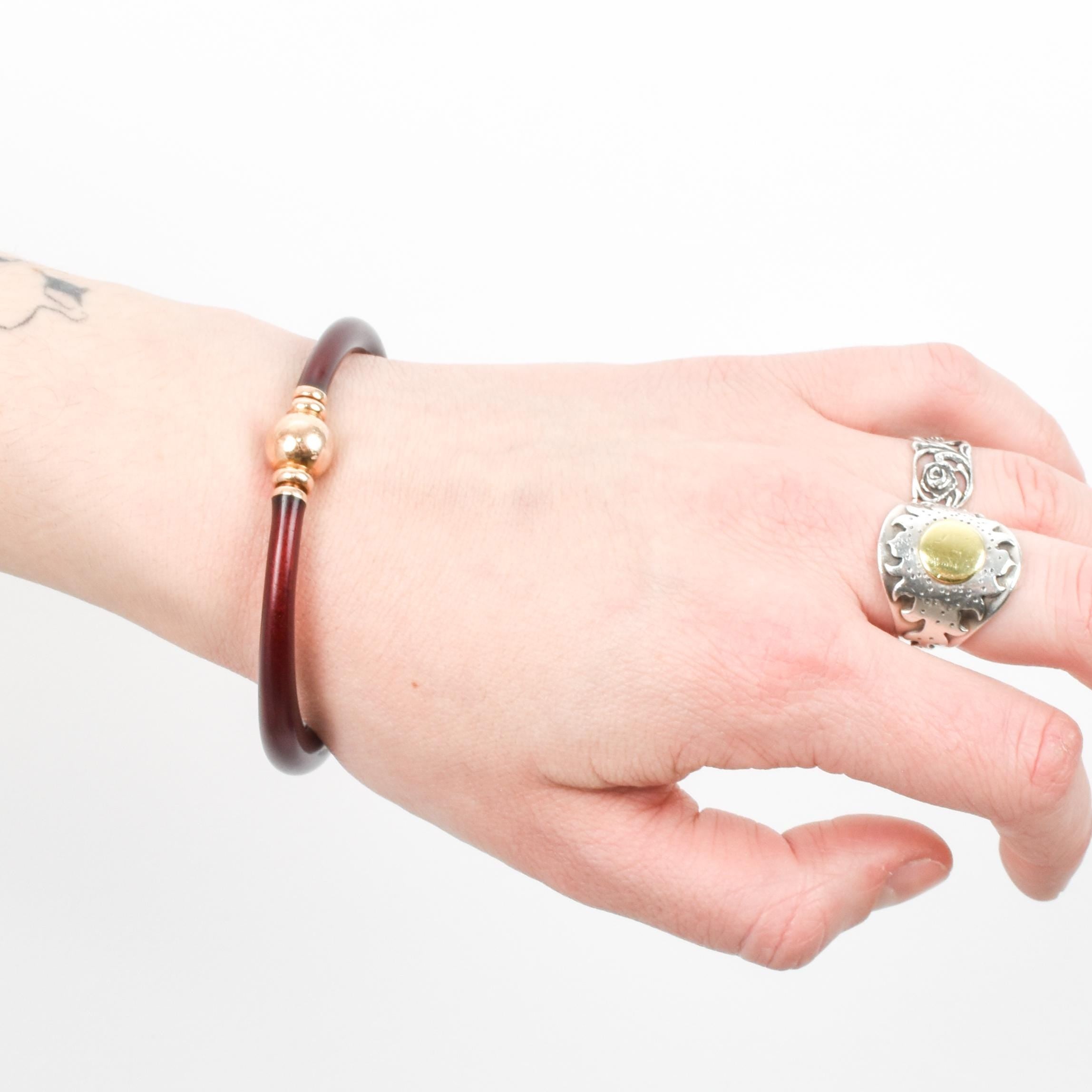 La Nouvelle Bague Bangle with  Red Enamel, 18k Gold, Sterling Silver, and Diamonds