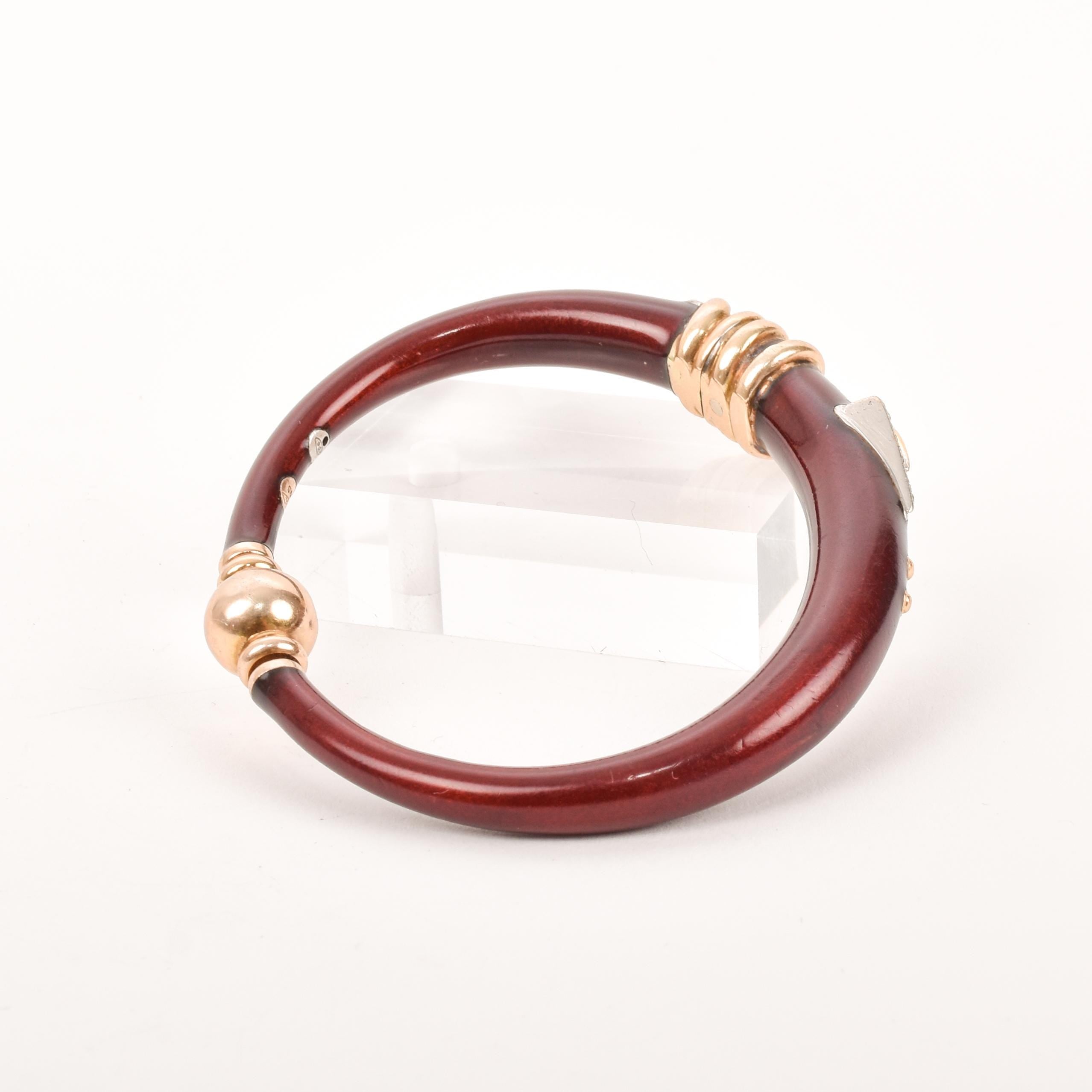 La Nouvelle Bague Bangle with  Red Enamel, 18k Gold, Sterling Silver, and Diamonds