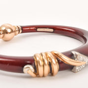 La Nouvelle Bague Bangle with  Red Enamel, 18k Gold, Sterling Silver, and Diamonds