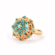 18K Gold Multi-Stone Turquoise Cocktail Ring
