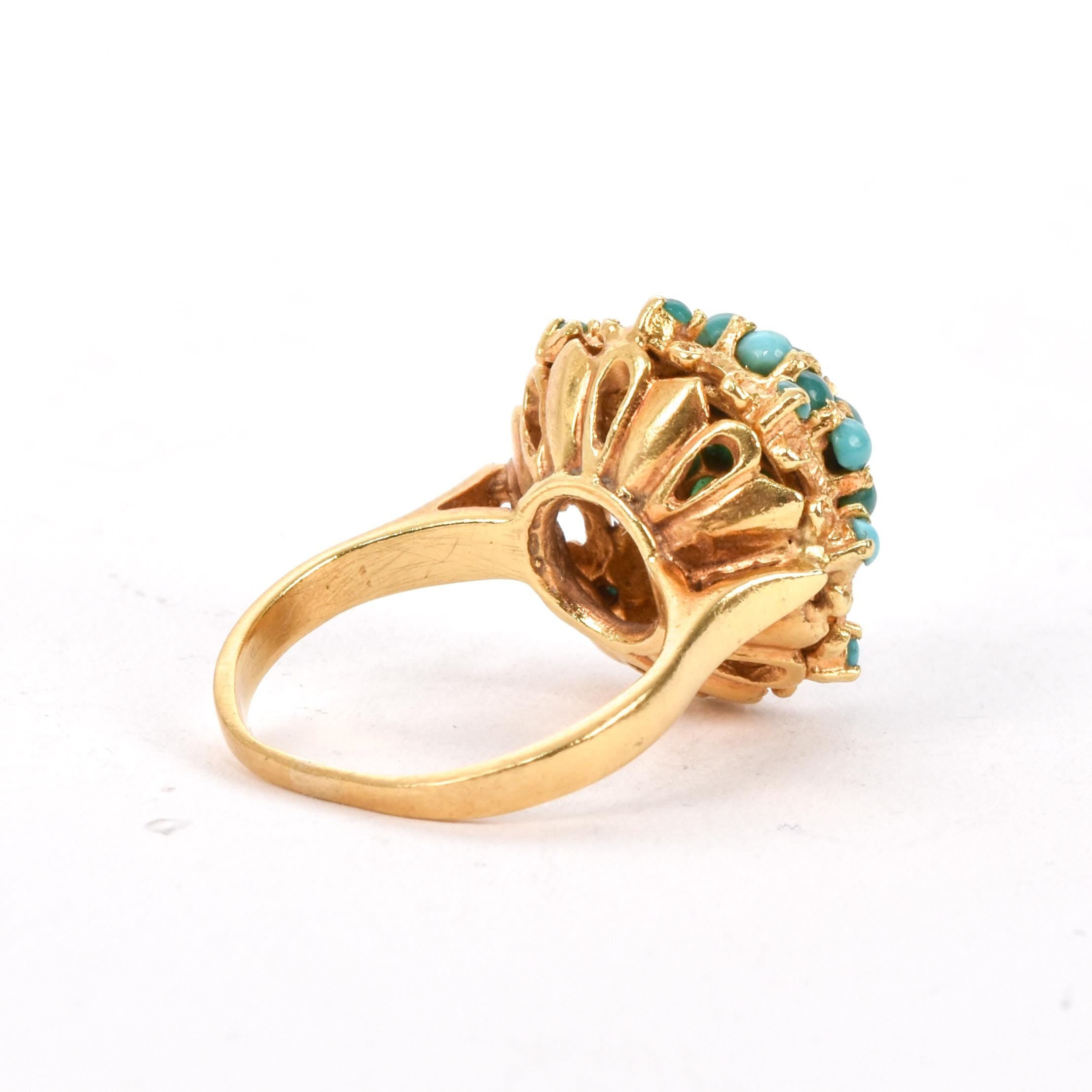 18K Gold Multi-Stone Turquoise Cocktail Ring