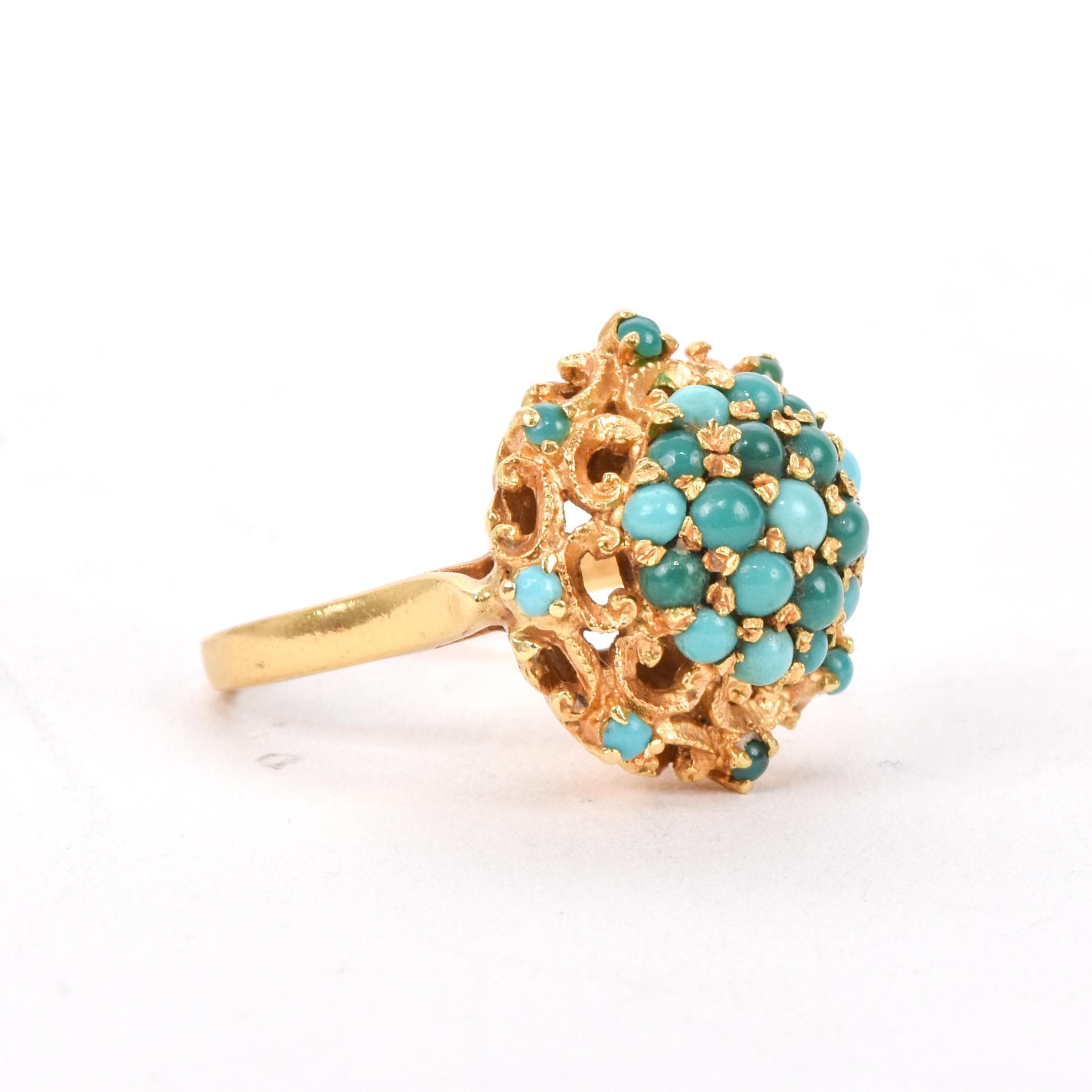 18K Gold Multi-Stone Turquoise Cocktail Ring