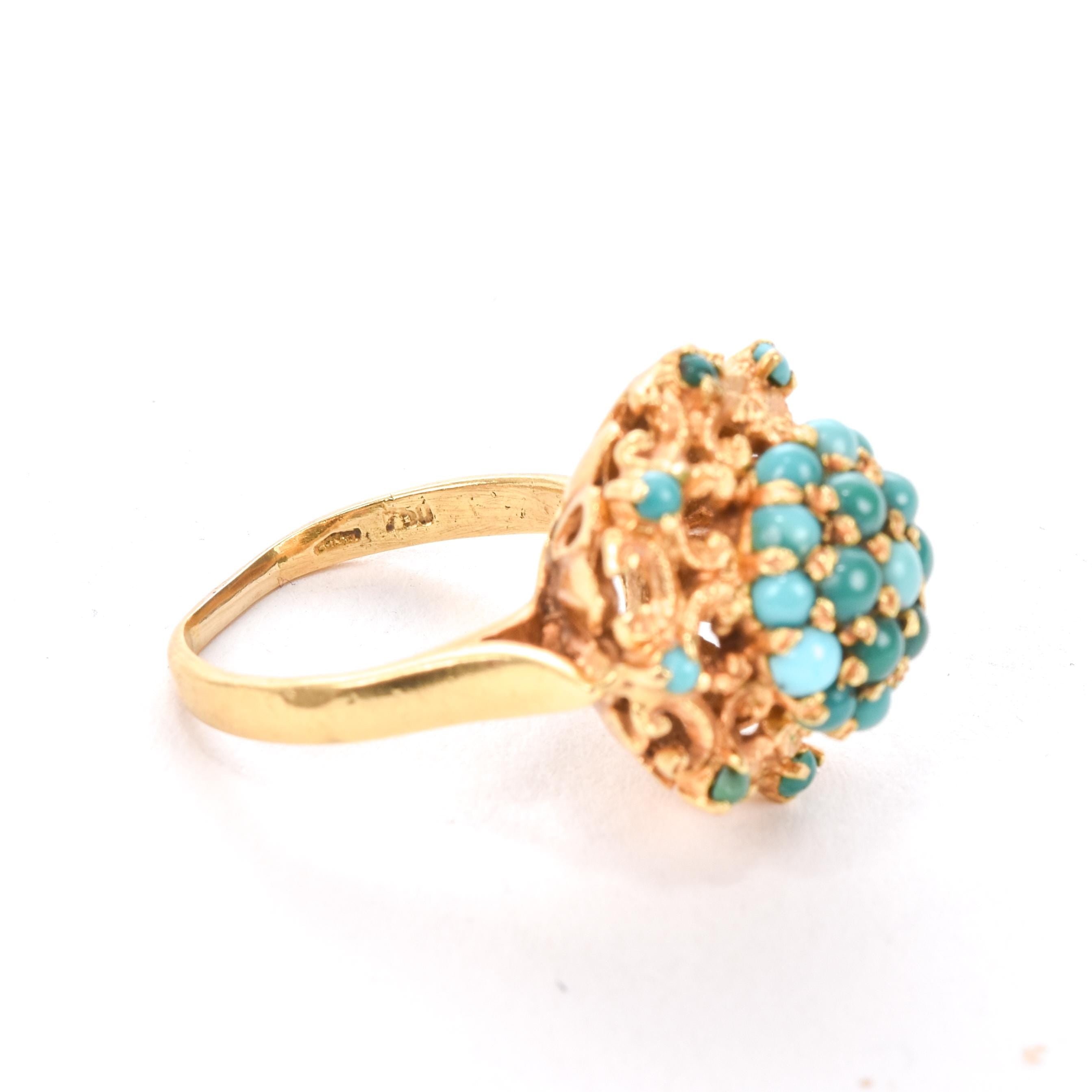 18K Gold Multi-Stone Turquoise Cocktail Ring