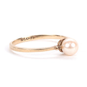 10K Gold Pearl Solitaire Ring