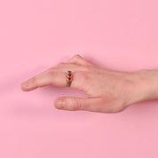 Vintage 10K Carved Gold Ruby Ring