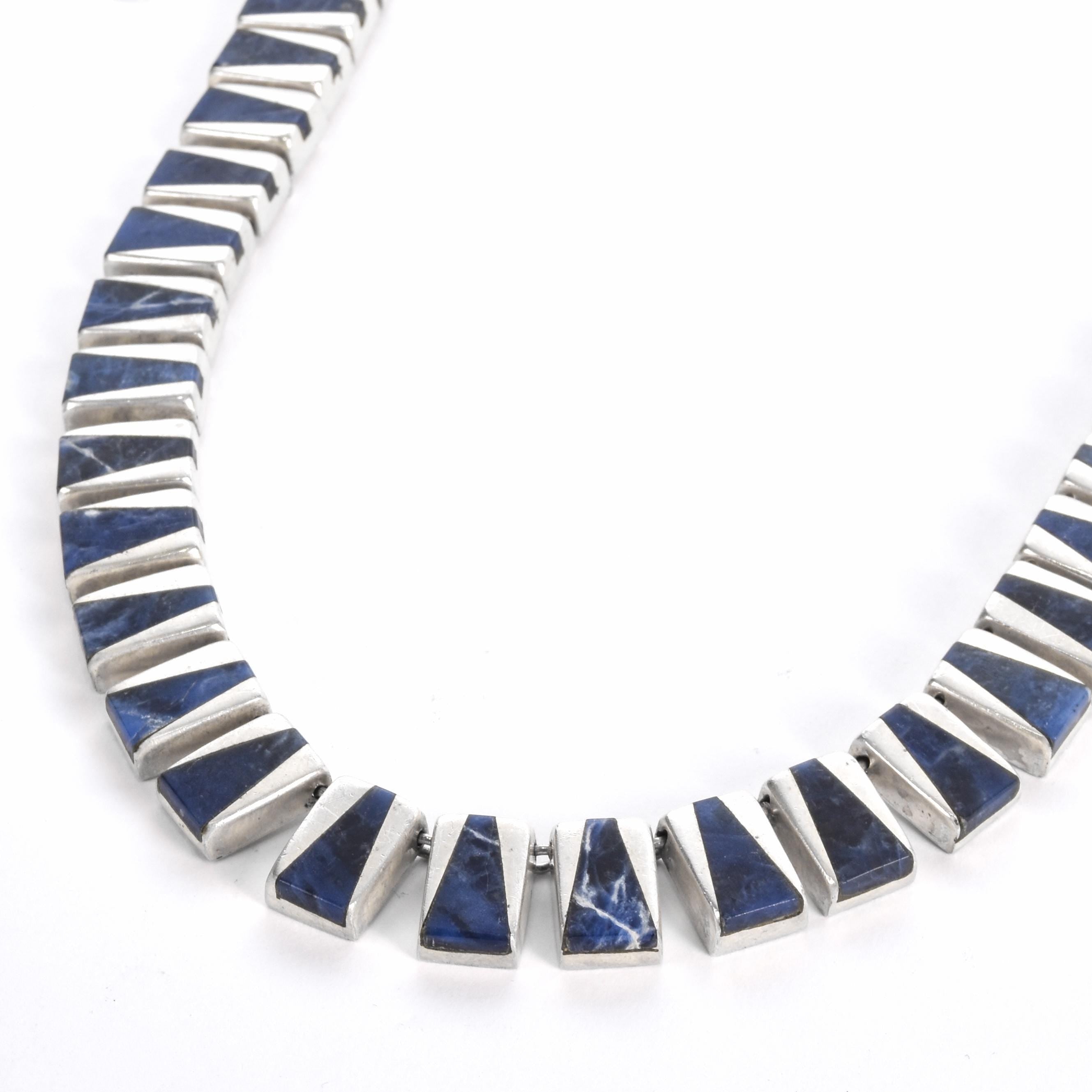 J Comes Taxco Silver Necklace with Blue Sodalite