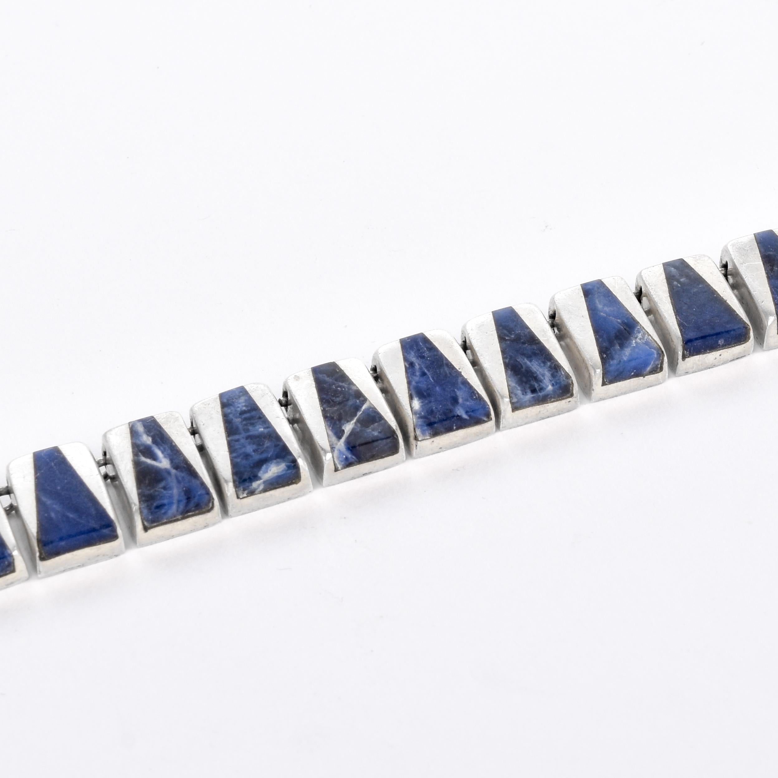J Comes Taxco Silver Necklace with Blue Sodalite