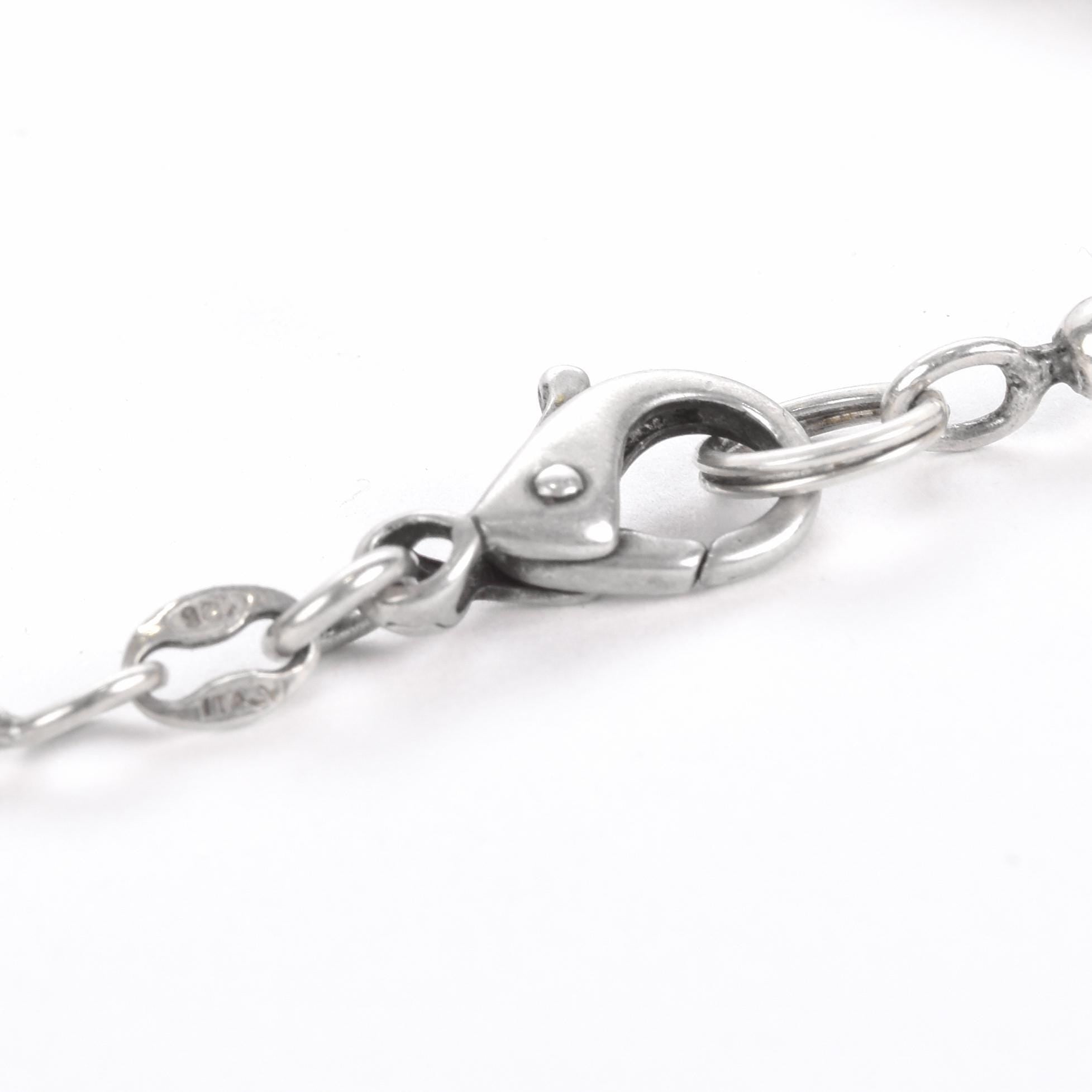 Sterling Silver Beaded Necklace with Heart Pendants