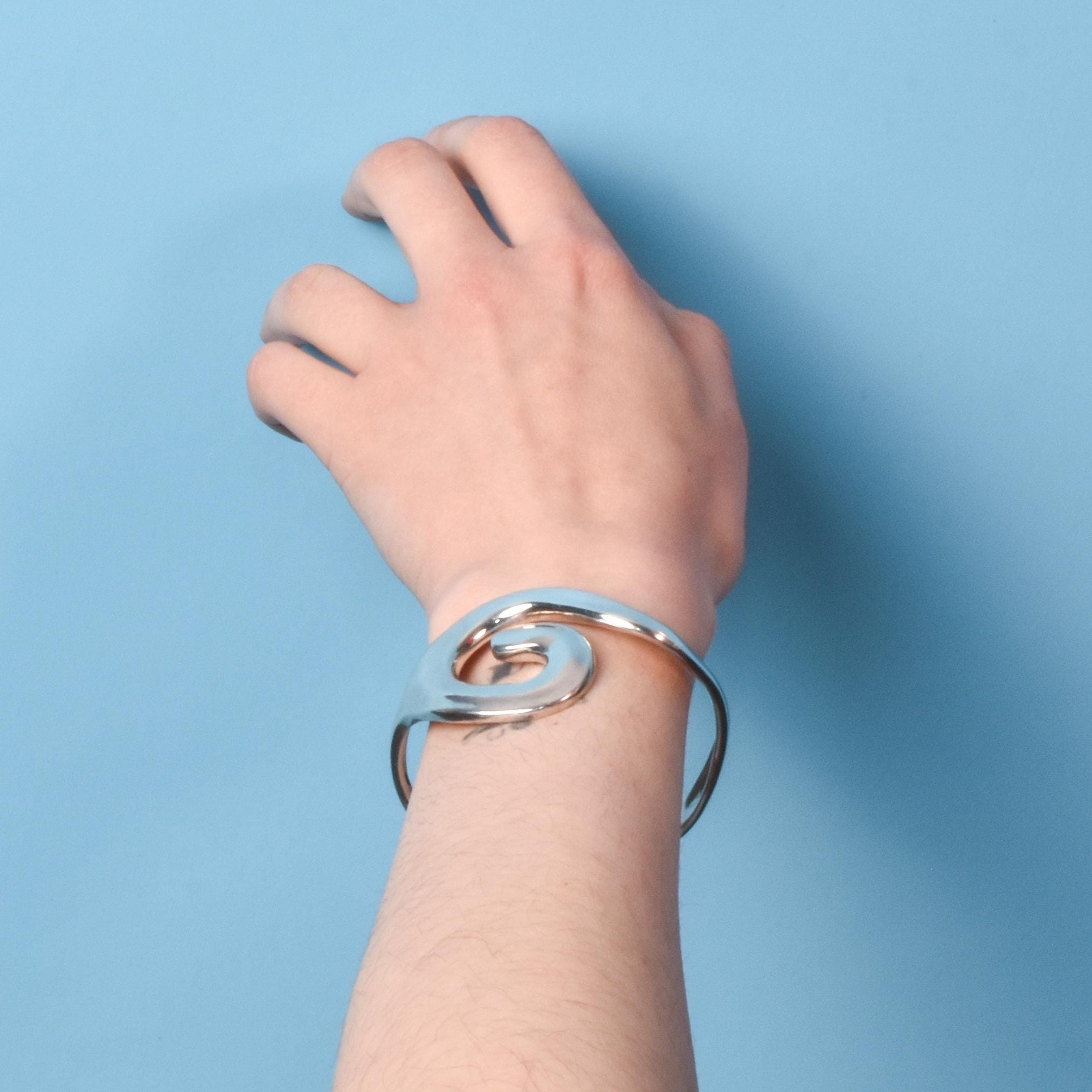 Chunky Silver Swirl Cuff Bracelet