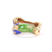 14K Gold with Enamel and Diamond Bypass Snake Ring
