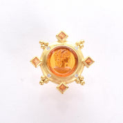 18K Gold Venetian Glass Intaglio Earrings with Citrine and Diamonds