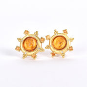 18K Gold Venetian Glass Intaglio Earrings with Citrine and Diamonds